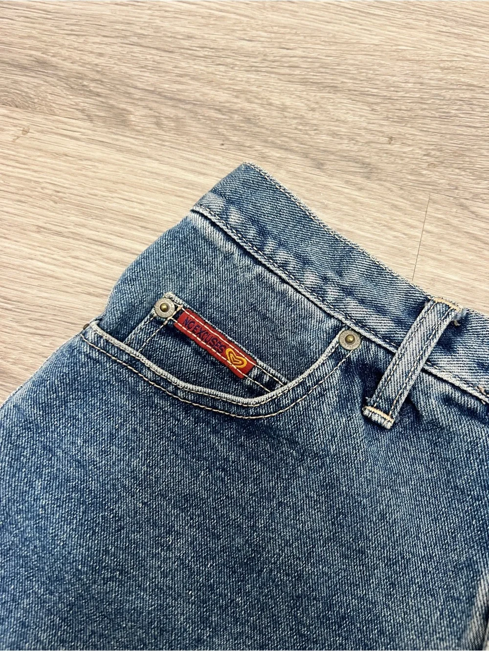 Classic Vintage Blue Denim High-Waist Shorts
